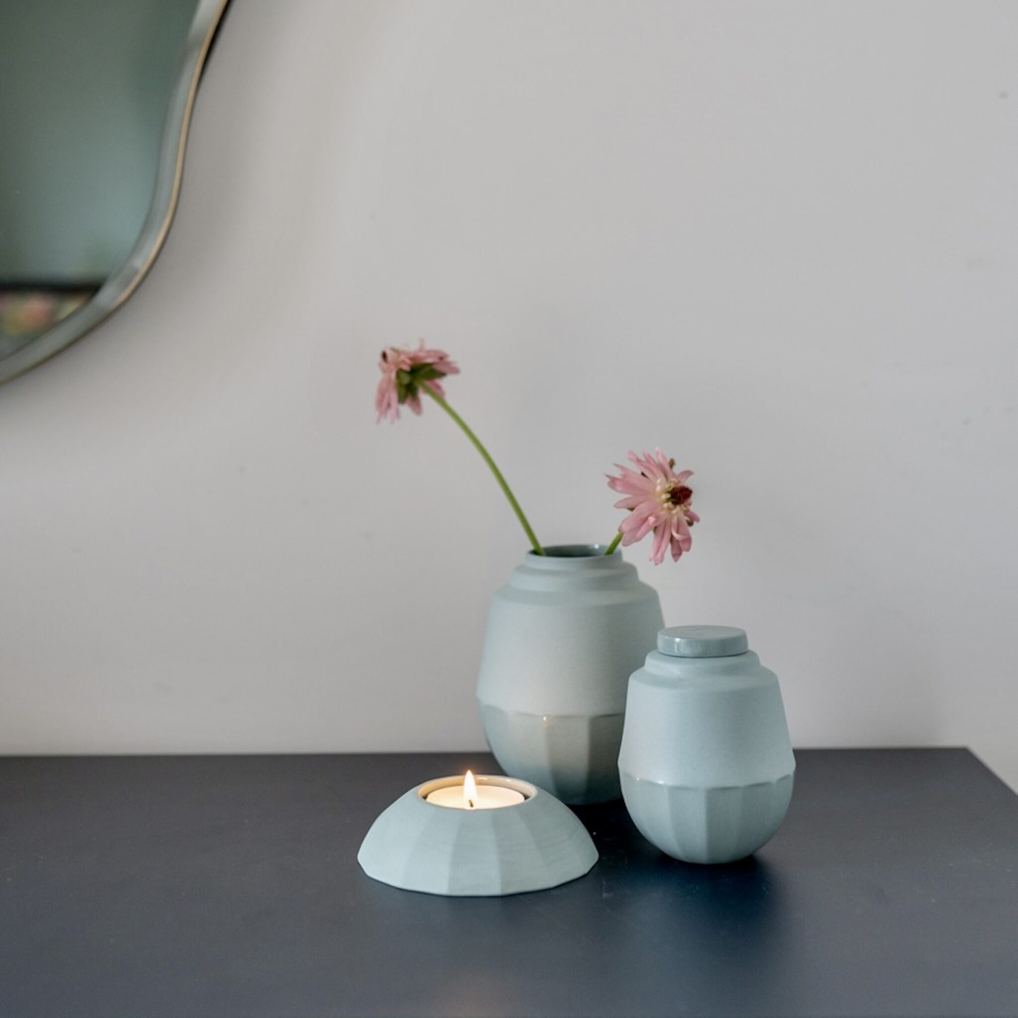 mintgroen setje urnen